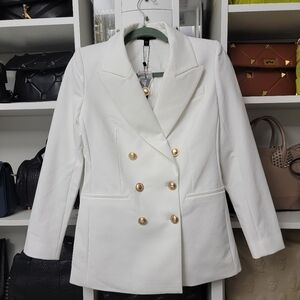 NWT EXPRESS Elegant White Double-Breasted Women's Blazer XS